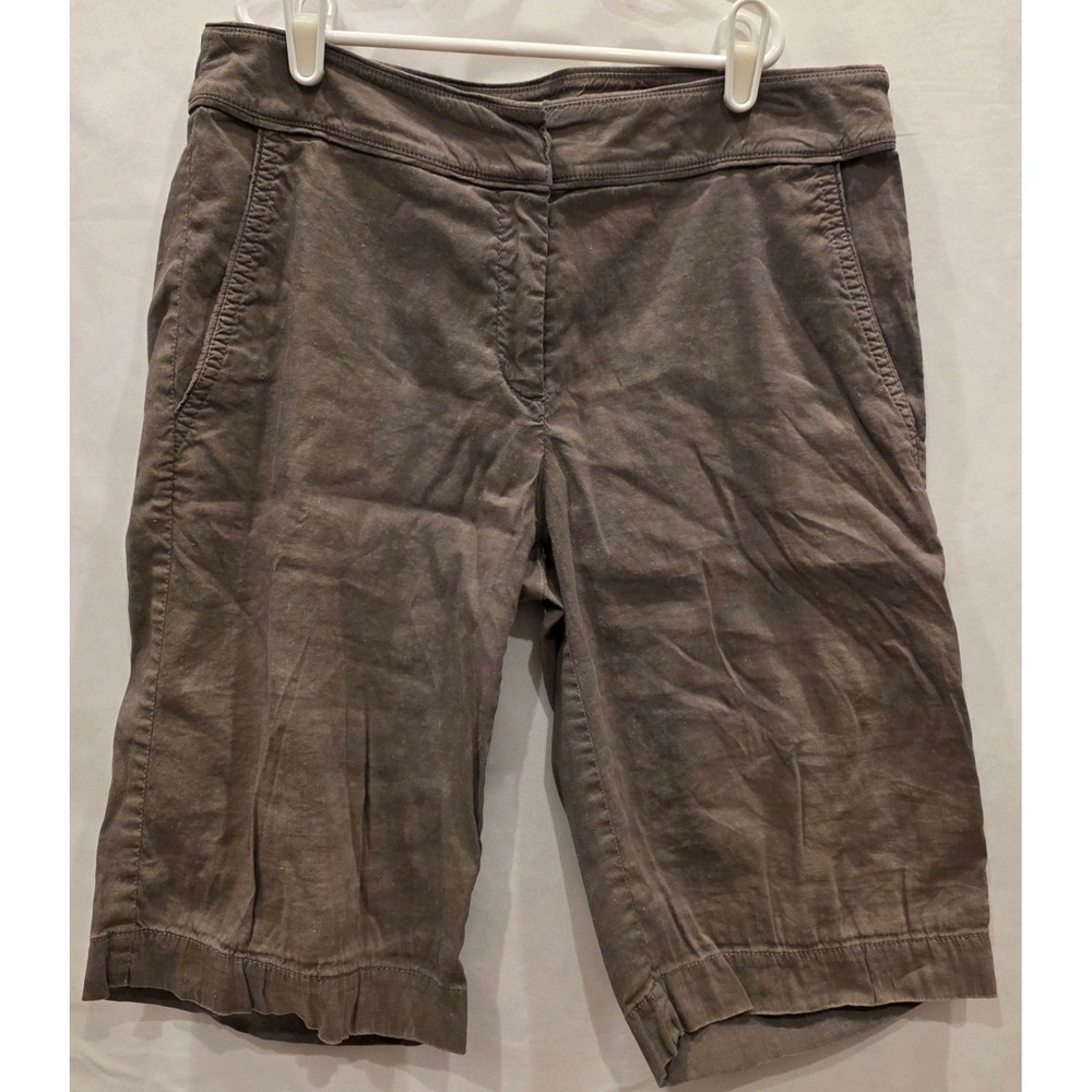 Eileen Fisher Womens Brown Linen Blend Bermuda Shorts Size 6 Italian Fabric